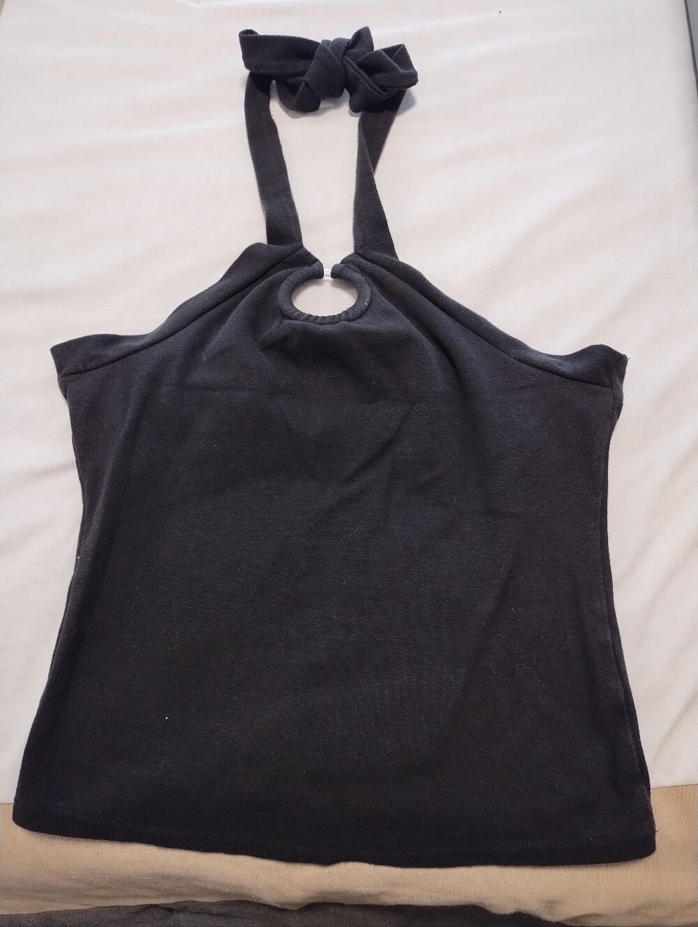 Vintage Y2K Black Halter Ring Tank Top - Women